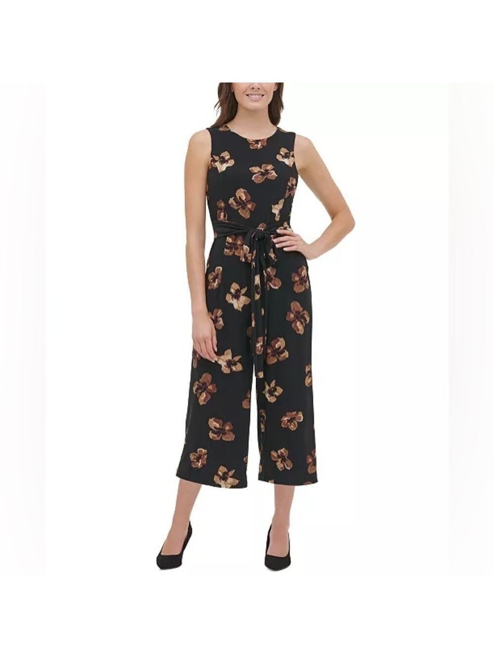NWT TOMMY HILFIGER Floral-Print Cropped Jumpsuit. Size 4